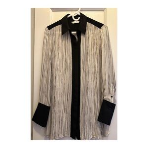 Vince Black and White Striped Blouse